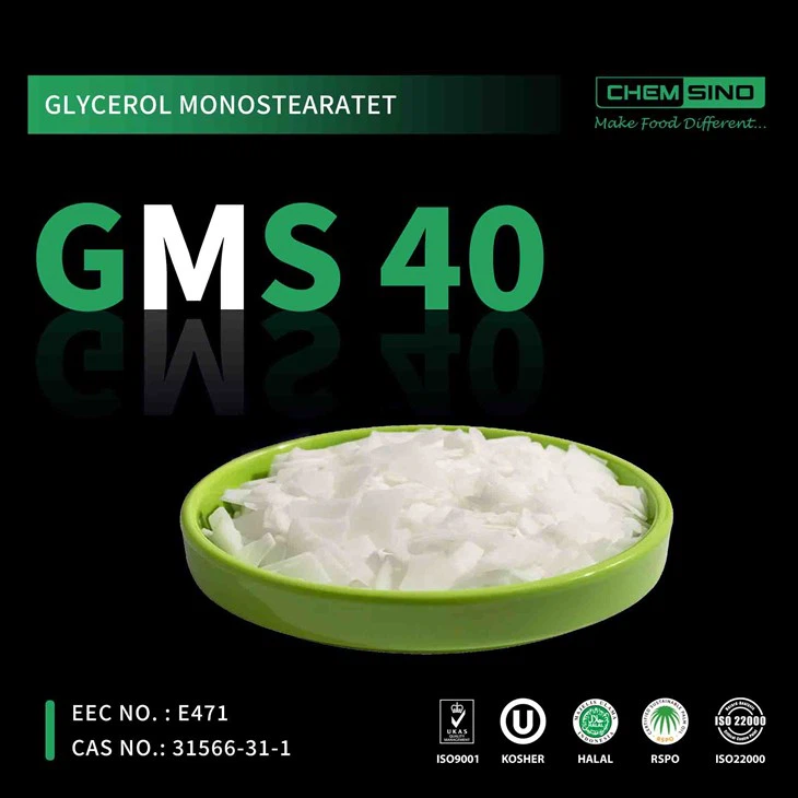 Yüksek Kaliteli CAS No.31566-31-1 Gliserol Monostearat GMS 40 Pul